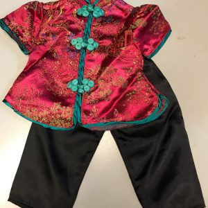 Fuchsia & Black Asian Oriental Pajamas (Fits 18″ Dolls)