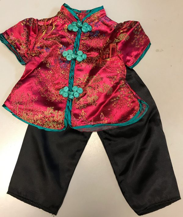 Fuchsia & Black Asian Oriental Pajamas (Fits 18" Dolls)