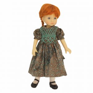 Boneka Cotton Bali Batik Teal/brown Smock Dress  33cm Little Dar