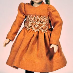 Brown Smocked Long Sleeve Dress 14cm/5.5″