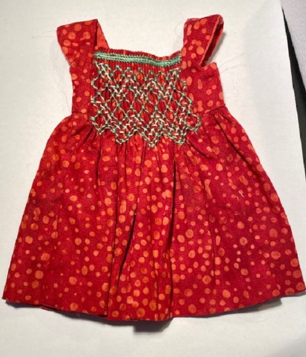 Flutter Sleeve Embroidered Smock  Bodice Ruby Bali Batik Dress 2