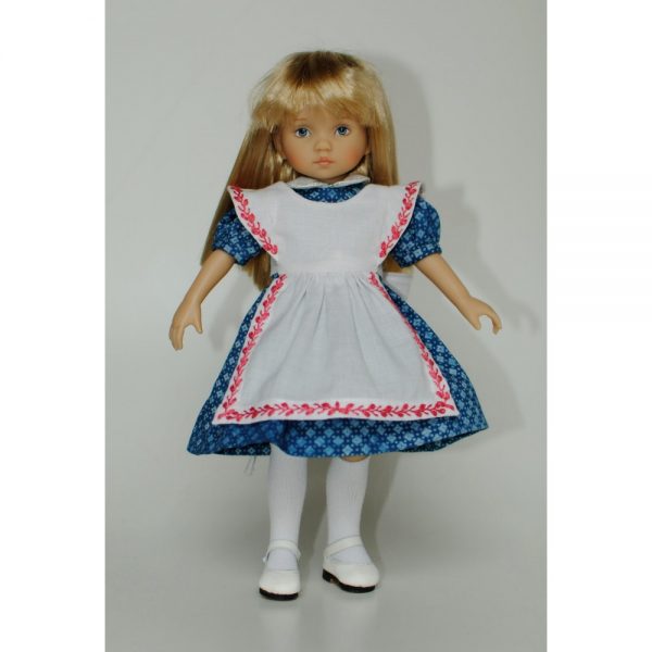 Blue Print "Alice" Dress & White Apron 24cm (10-11")