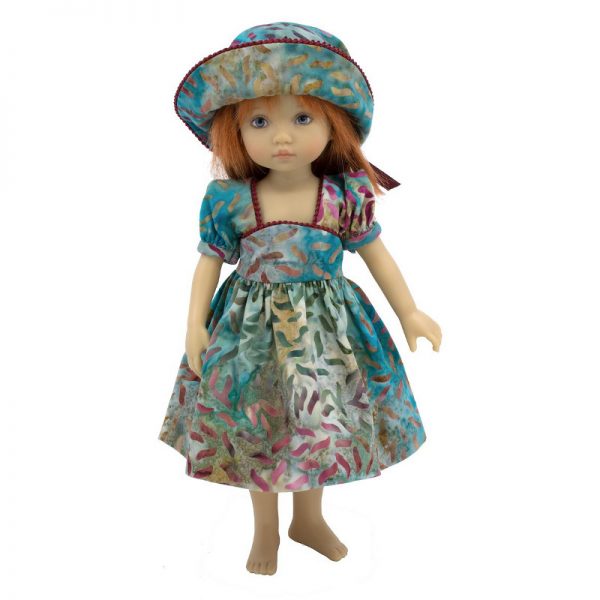 Jumper Dress and Hat (Teal/Burgundy) 24cm/10"