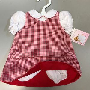 Red & White Gingham Jumper & Blouse (Fits 18″ Dolls)
