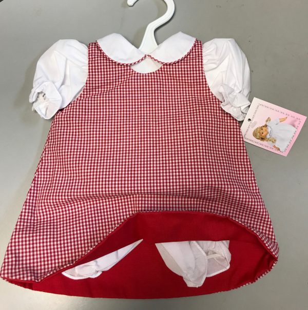 Red & White Gingham Jumper & Blouse (Fits 18" Dolls)