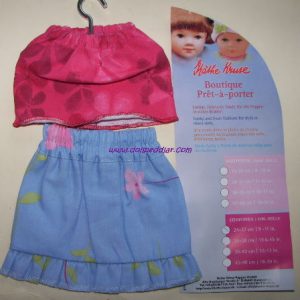 Kathe Kruse: Blue & Pink Floral Skirts 9-11″ (24-27cm) Stehpuppen/Girl