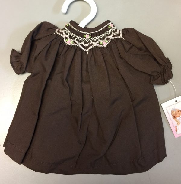Brown Smocked Bishop Dress (Fits 14-16" Dolls)
