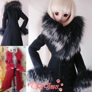 Outfit – Black Coat with Black Fur Collar (SD Size)