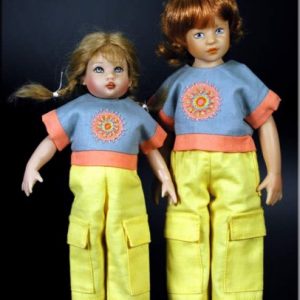Golden Yellow Cargo Overall & Teal Top w/Sunburst 40cm