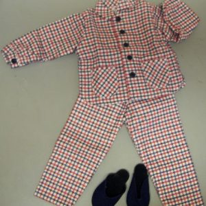 Navy & Red Plaid PJs & Slippers 40cm