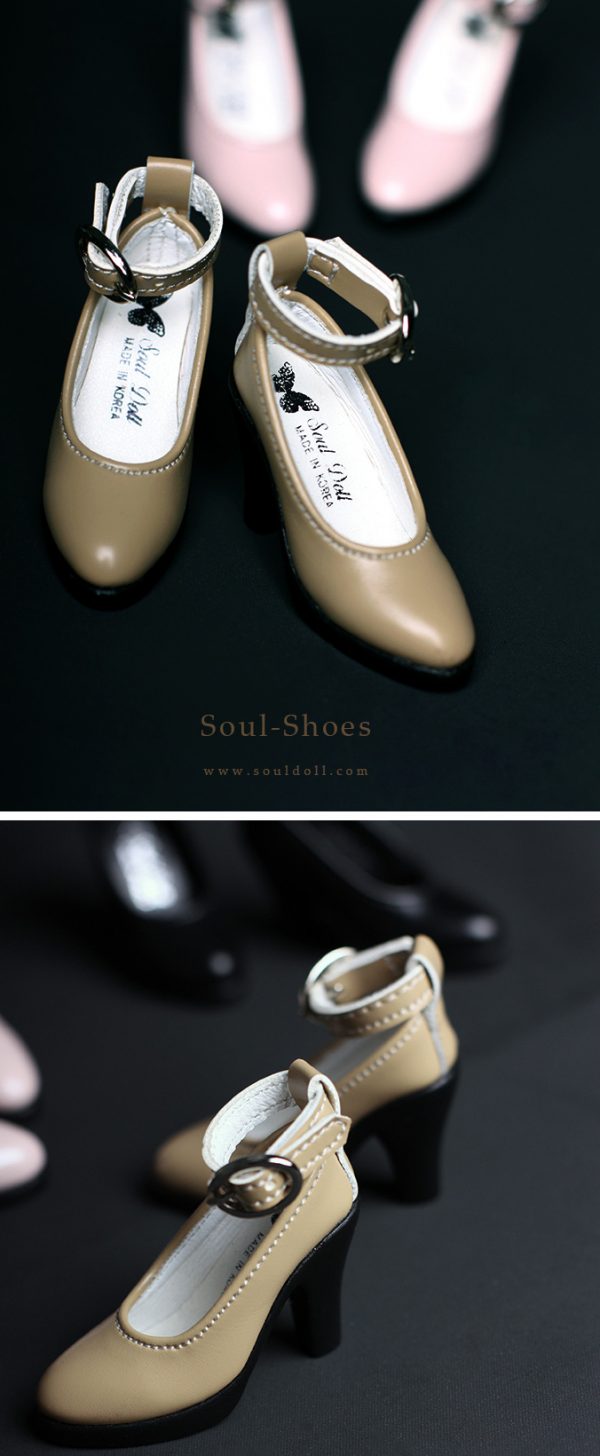 40mj-b Tan (Mocha Beige) Mary Jane Shoes (SoulKids NL Girl Heel
