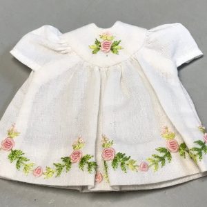 Ivory Batiste Dress with Embroidered Roses 12cm