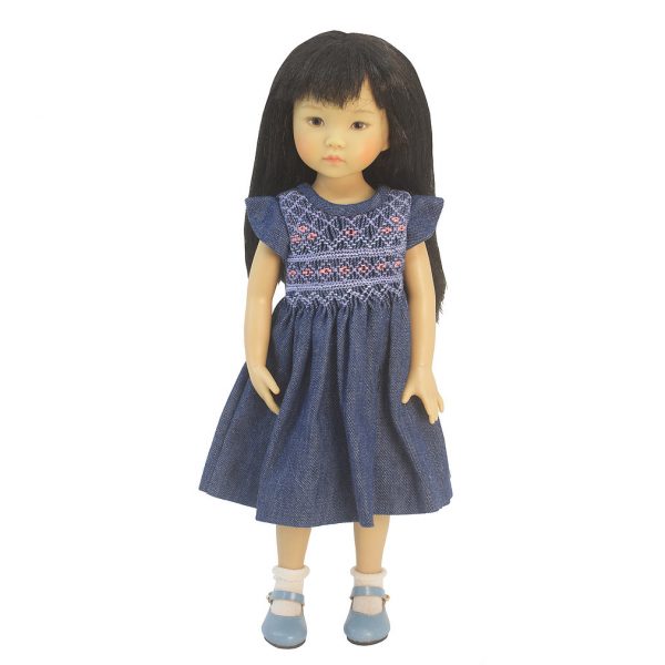 Denim Smocked Dress 33cm Little Darling