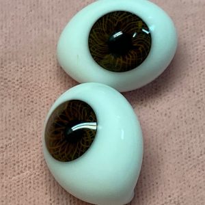 Oval Paperweight Glass Pinch Back Eyes (Brown) 20mm