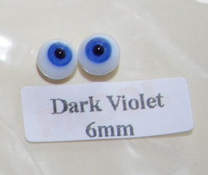 Glass Round Eyes (Dark Violet) 6mm