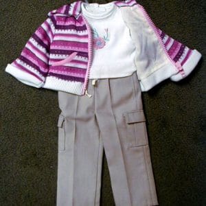 Khaki Cargo Pants and Striped Jacket 18″