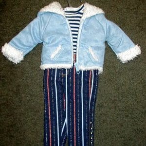 Striped Blue Jeans and Blue Suede Jacket 18″