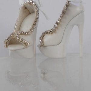 Peep Toe Pump w/Rhinestones (White) 16″ Ellowyne & Antoinette