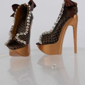 Peep Toe Pump w/Rhinestones (Brown) 16″ Ellowyne & Antoinette