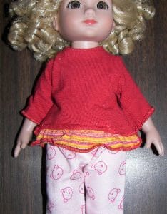 Kathe Kruse: Little Red Bear Outfit 9-11″ (24-27cm) Babypuppen