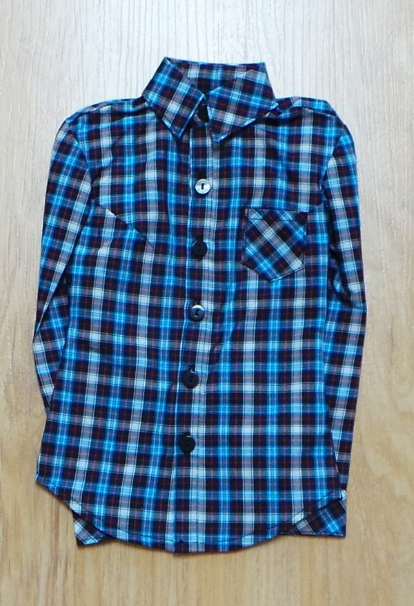 Size 76cm Blue Plaid Button Shirt (Fits Age 27/Etc)