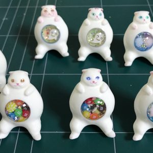 Crystal Belly Cat Ghosty Pink 2″