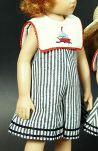 Striped Culottes w/Embroidered Sailboat 22cm (9″)