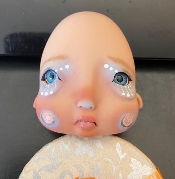 Circus Kane Baby Humpty  FACE PLATE ONLY w/ makeup, glass eyes, tan skin..ooak. Pouting.
