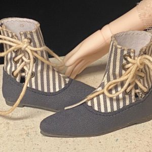 Connie Lowe Handmade Dark Gray Striped Boots 3″x.75″