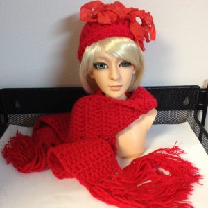 Cristy Stone Knit Hat & Scarf Set (Red) MSD/SD Size