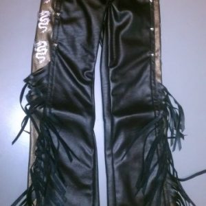 Black & Bronze “Leather” Pants w/Fringe (SD Size)