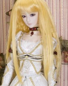 Very Long Gold Wavy Wig w/Bangs (Size 9-10)