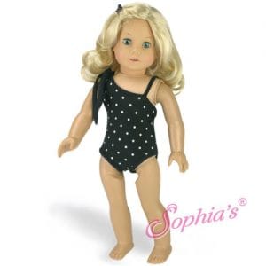 Black w/White Polka Dot One Piece Bathing Suit Fits 18″ American Girl