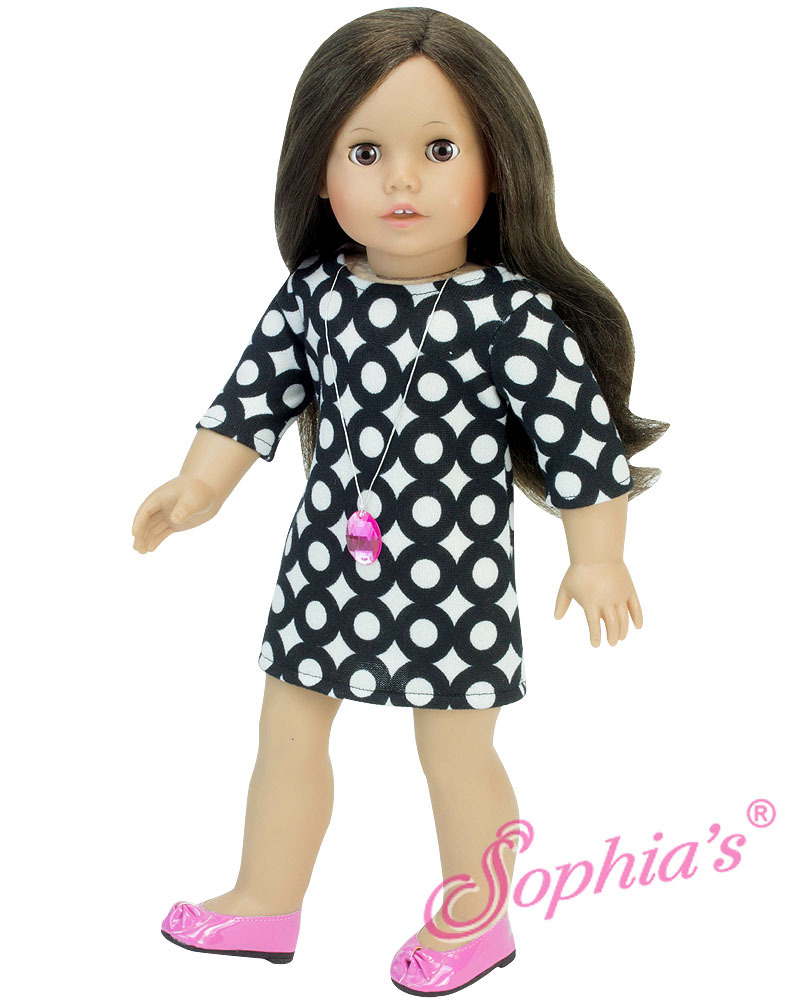 Black White Circle Dress with Necklace Fits 18 American Girl Dolls Doll Peddlar