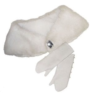 White Fur Stole & Opera Gloves 18″