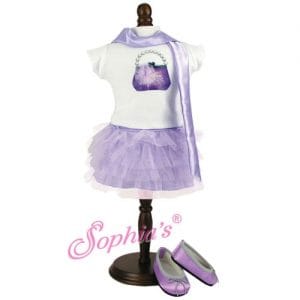 Lavender Tulle Skirt, Graphic T & Scarf Fits 18″ American Girl