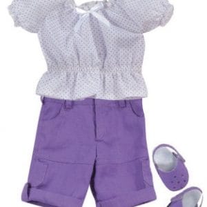 Purple Cargo Shorts & Polka Dot Blouse 18″