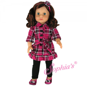 Wool Plaid Shirt Dress & Flower Headband 18″