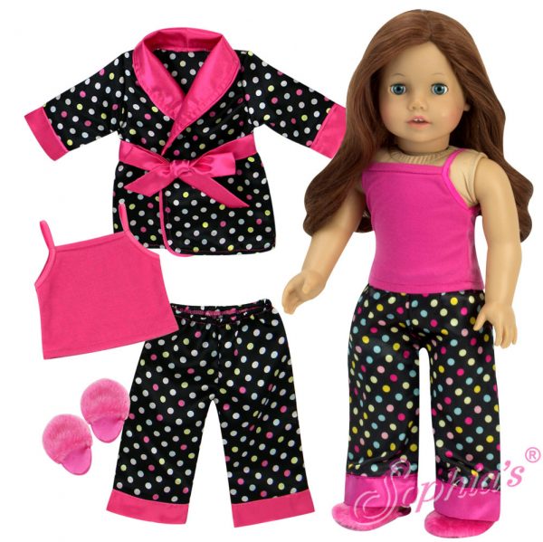 Black Polka Dot Satin Pajama Set (Fits 18" American Girl Dolls)