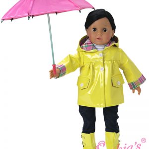 Yellow Raincoat & Umbrella (Fits 18″ Play Dolls)