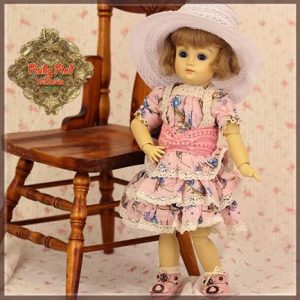 EC0070A Bleuette Pink Printed Lace Dress 29cm
