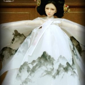 ElfDoll Korean Hanbok Dress   Korean Wedding Dress. Handpainted Asia natural mountain -SD size