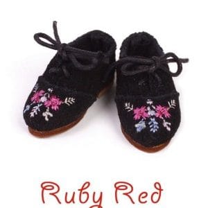 EH0035A Black Leather Shoes w/Embroidery for Bleuette