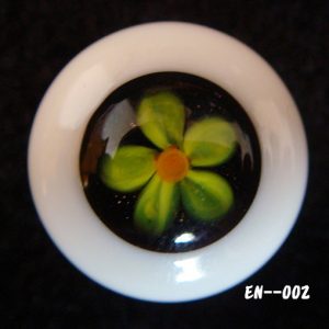 Glass Round Eyes (Green Flower) 14mm