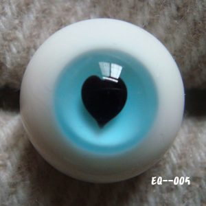 Glass Round Eyes (Turquoise/Black Heart Pupil) 16mm
