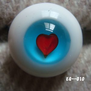 Glass Round Eyes (Turquoise/Red Heart Pupil) 16mm