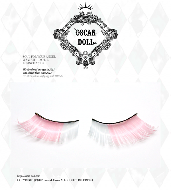 Adult Size Oscar Doll Feather Eyelashes 002 (Pink/White)