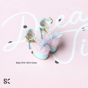SK Vanna Fur High Heels (Baby Pink/Mint) Fits Lati-Yellow/Blythe