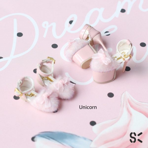 SK Vanna Fur High Heels (Unicorn) Fits Lati-Yellow/Blythe/Pullip