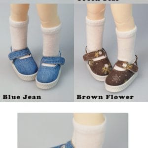 Mudoll Fabric Mary Jane Shoe (Brown Check) 35mm